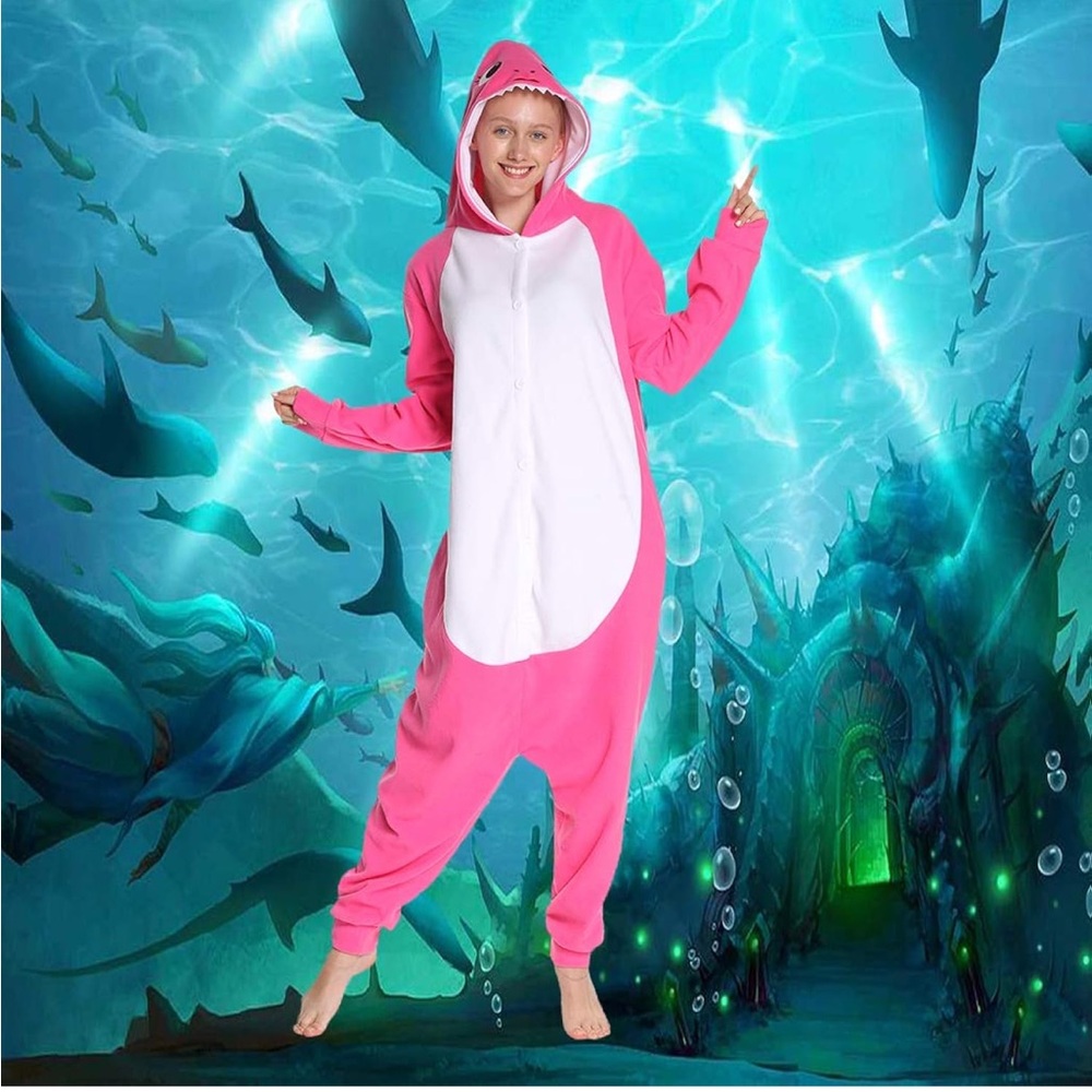 Pink Shark Onesie for Women - Picture 3 of 9